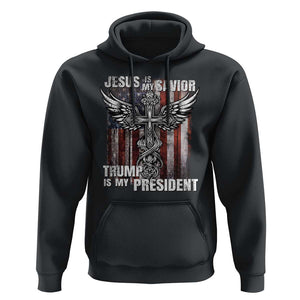 Jesus Is My Savior Trump Is My President Hoodie American Flag Cross TS11 Black Print Your Wear