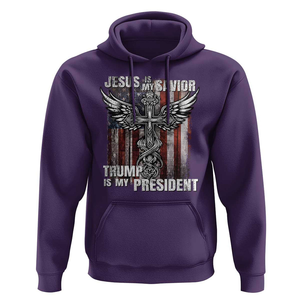Jesus Is My Savior Trump Is My President Hoodie American Flag Cross TS11 Purple Print Your Wear