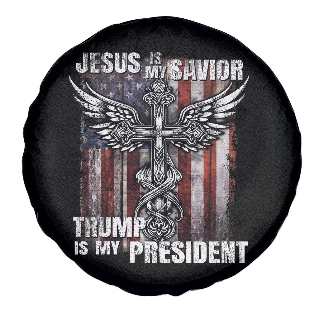 Jesus Is My Savior Trump Is My President Spare Tire Cover American Flag Cross TS11 Print Your Wear