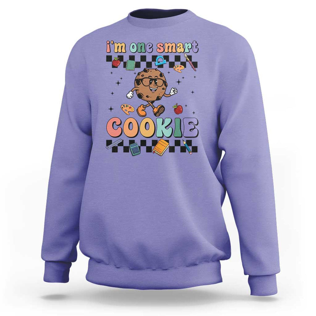 Funny Student Sweatshirt I'm One Smart Cookie Apple Book Ruler Pencil TS11 Violet Print Your Wear