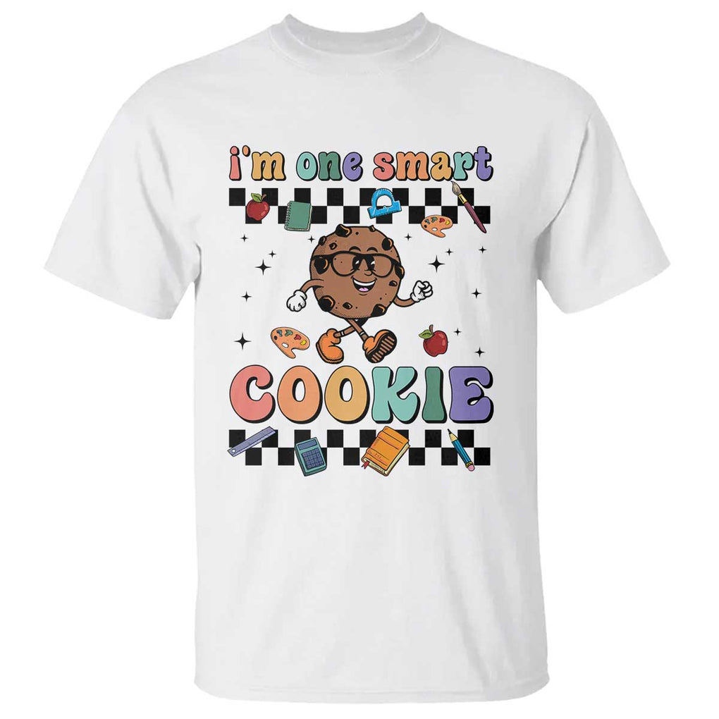 Funny Student T Shirt I'm One Smart Cookie Apple Book Ruler Pencil TS11 White Print Your Wear