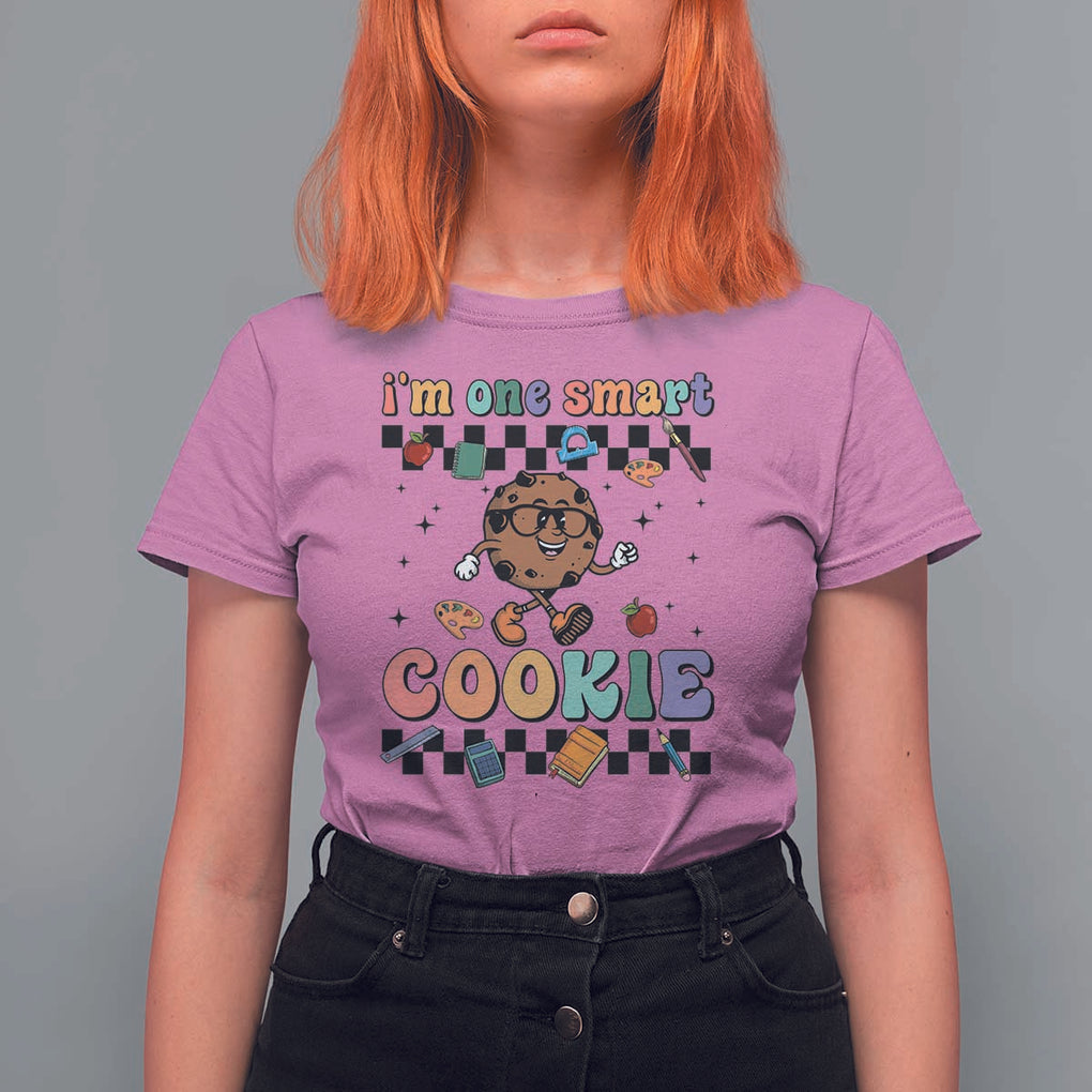 Funny Student T Shirt For Women I'm One Smart Cookie Apple Book Ruler Pencil TS11 Azalea Print Your Wear