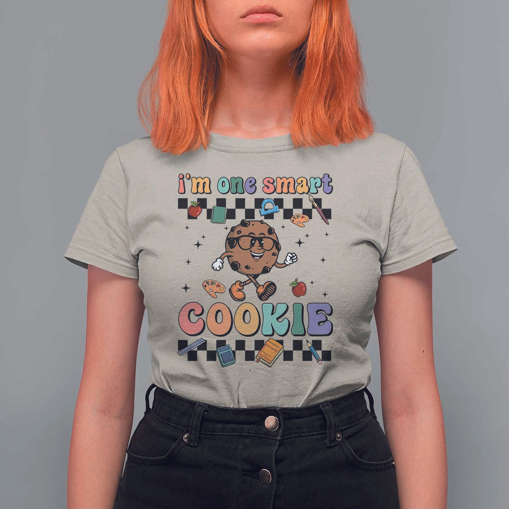 Funny Student T Shirt For Women I'm One Smart Cookie Apple Book Ruler Pencil TS11 Sand Print Your Wear