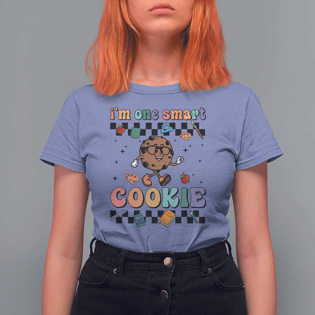 Funny Student T Shirt For Women I'm One Smart Cookie Apple Book Ruler Pencil TS11 Violet Print Your Wear