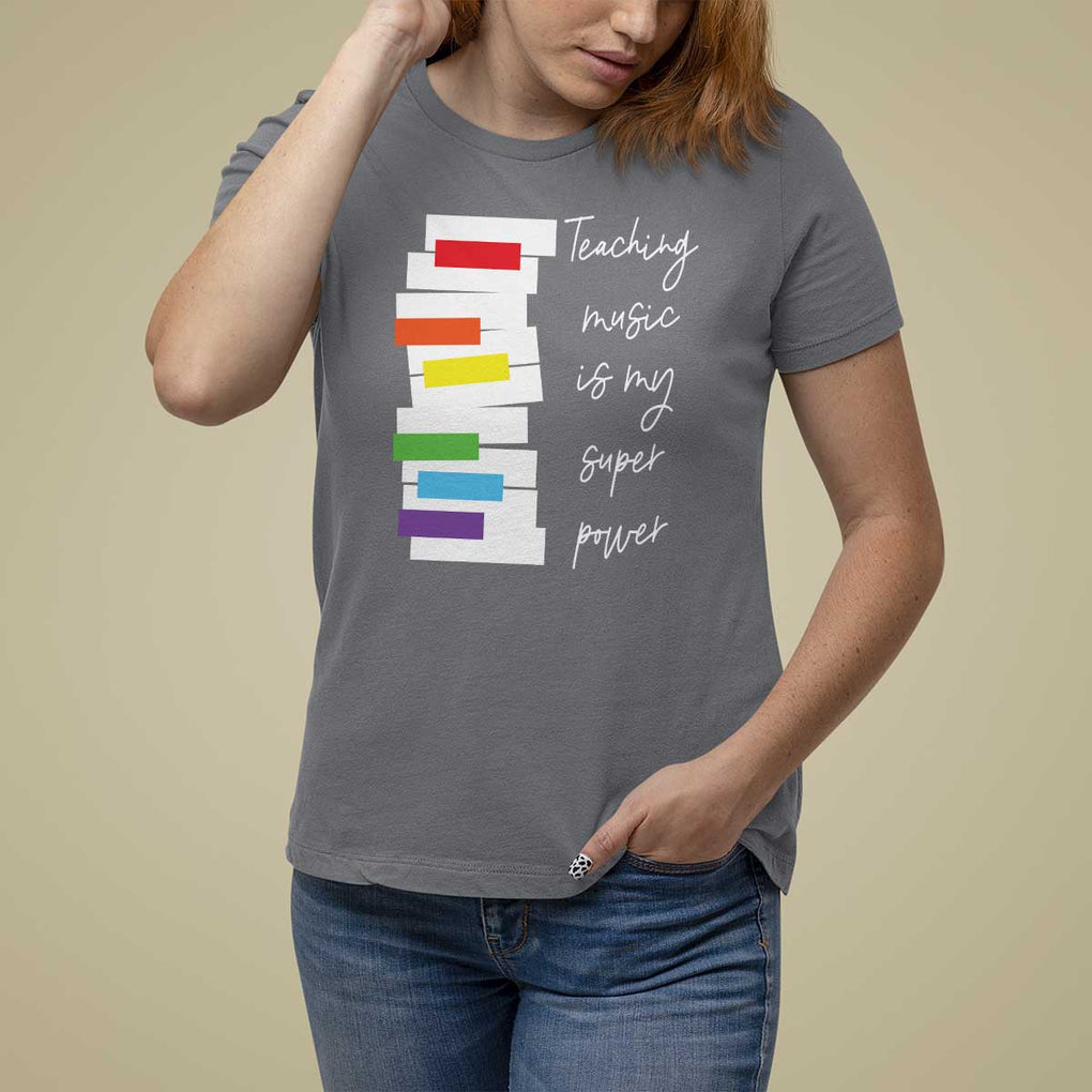 Music Teacher T Shirt For Women Teaching Music Is My Superpower TS11 Charcoal Print Your Wear