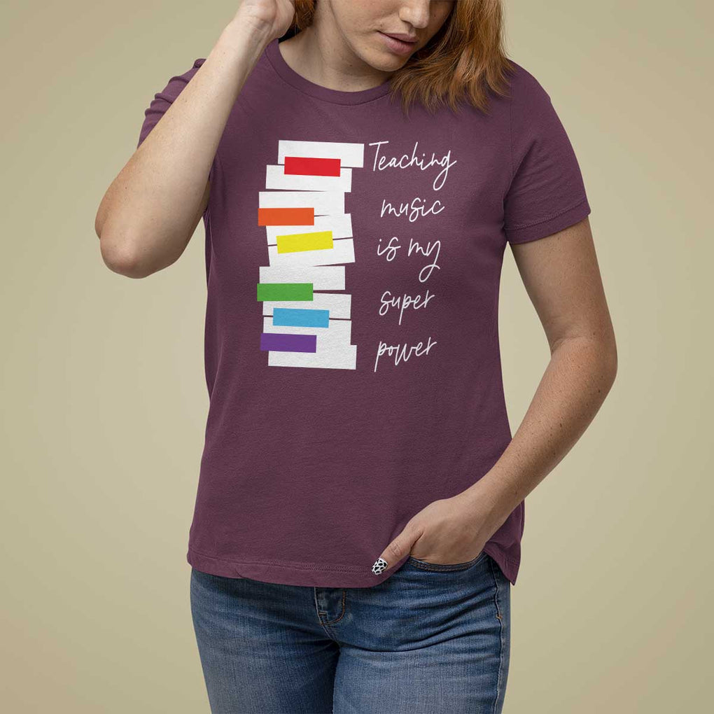 Music Teacher T Shirt For Women Teaching Music Is My Superpower TS11 Maroon Print Your Wear
