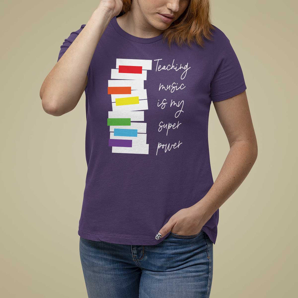 Music Teacher T Shirt For Women Teaching Music Is My Superpower TS11 Purple Print Your Wear