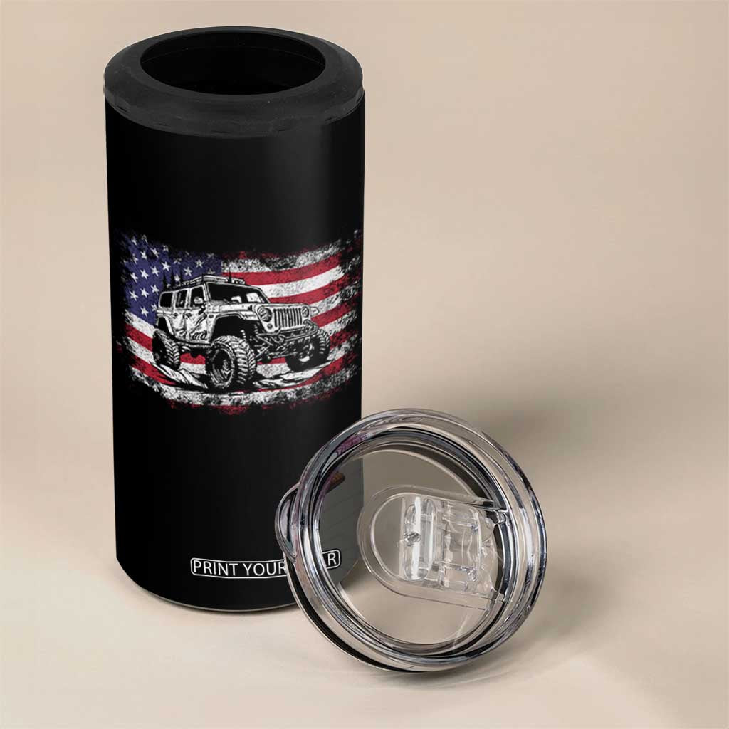 American Flag UTV Side By Side SXS Off Road Car 4 in 1 Can Cooler Tumbler TS11 Print Your Wear