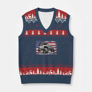 American Flag UTV Side By Side SXS Off Road Car V-Neck Knit Sweater Vest - Print Your Wear