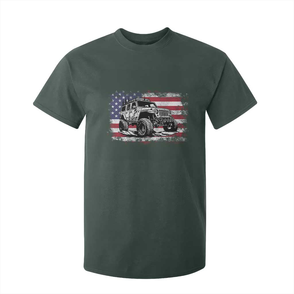 American Flag UTV Side By Side SXS Off Road Car T Shirt For Kid TS11 Dark Forest Green Print Your Wear