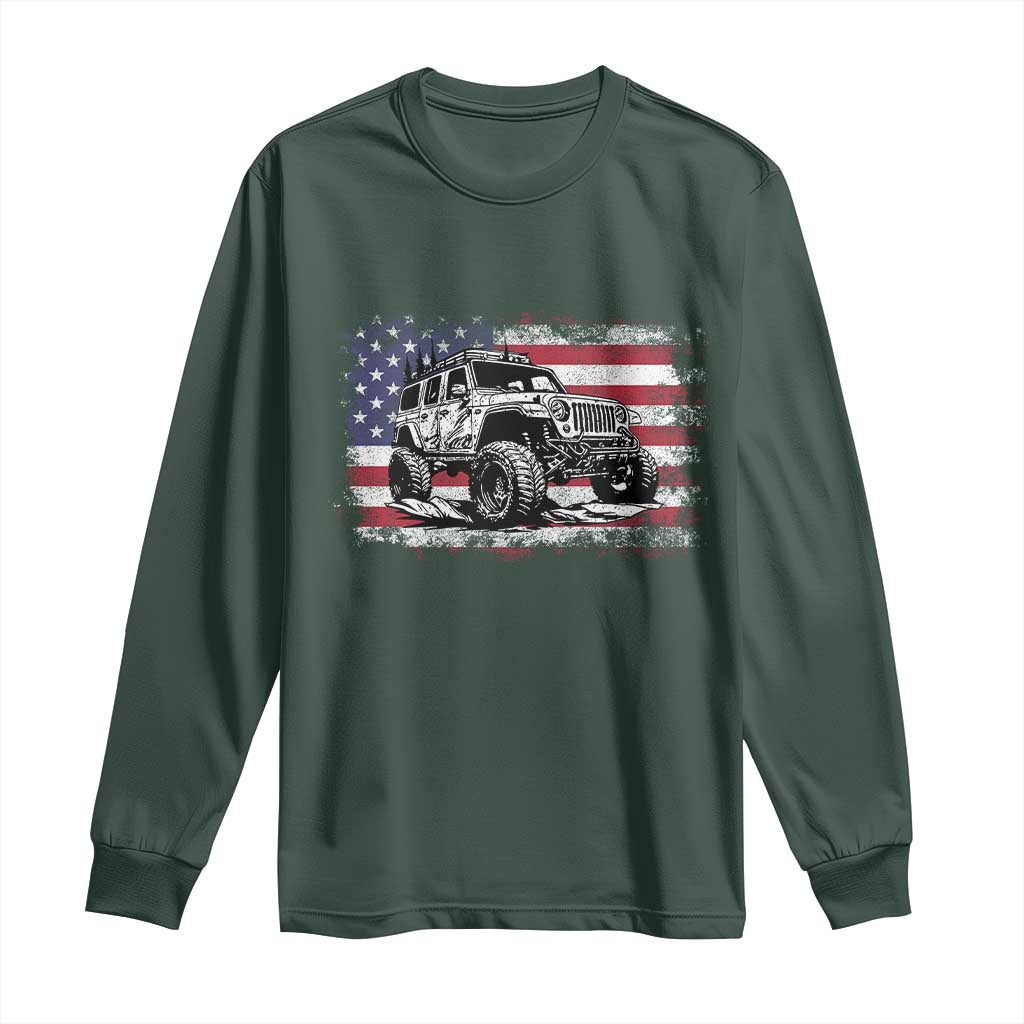 American Flag UTV Side By Side SXS Off Road Car Long Sleeve Shirt TS11 Dark Forest Green Print Your Wear