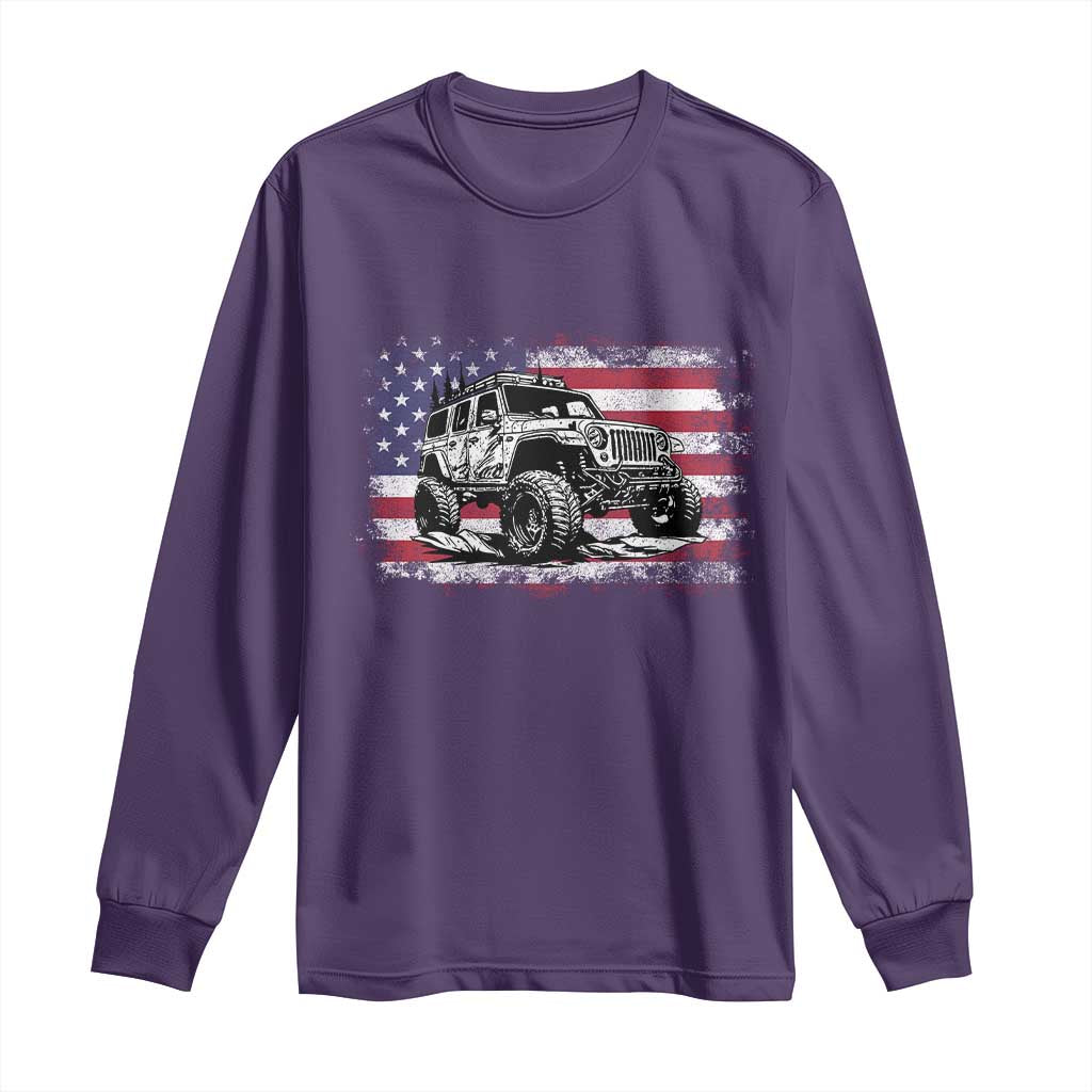 American Flag UTV Side By Side SXS Off Road Car Long Sleeve Shirt TS11 Purple Print Your Wear