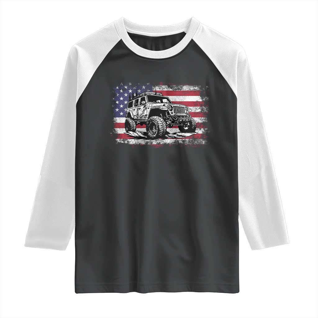 American Flag UTV Side By Side SXS Off Road Car Raglan Shirt TS11 Black White Print Your Wear