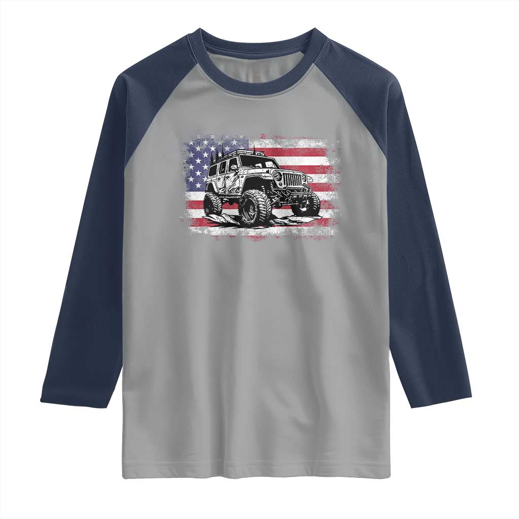 American Flag UTV Side By Side SXS Off Road Car Raglan Shirt TS11 Sport Gray Navy Print Your Wear