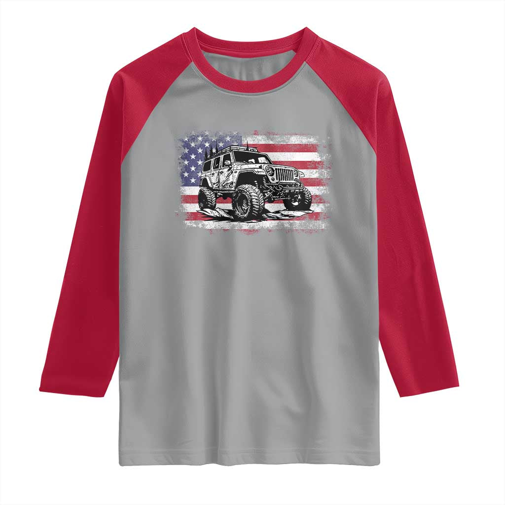 American Flag UTV Side By Side SXS Off Road Car Raglan Shirt TS11 Sport Gray Red Print Your Wear