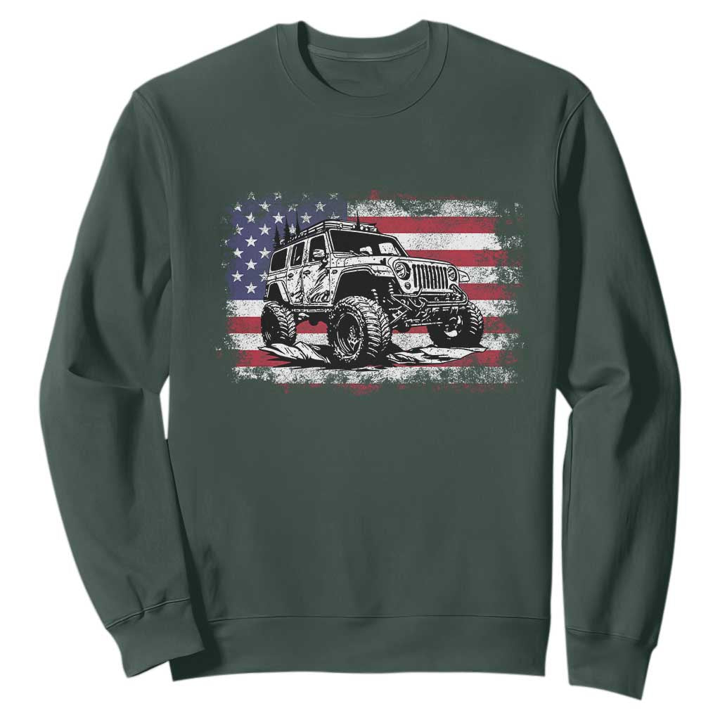 American Flag UTV Side By Side SXS Off Road Car Sweatshirt TS11 Dark Forest Green Print Your Wear