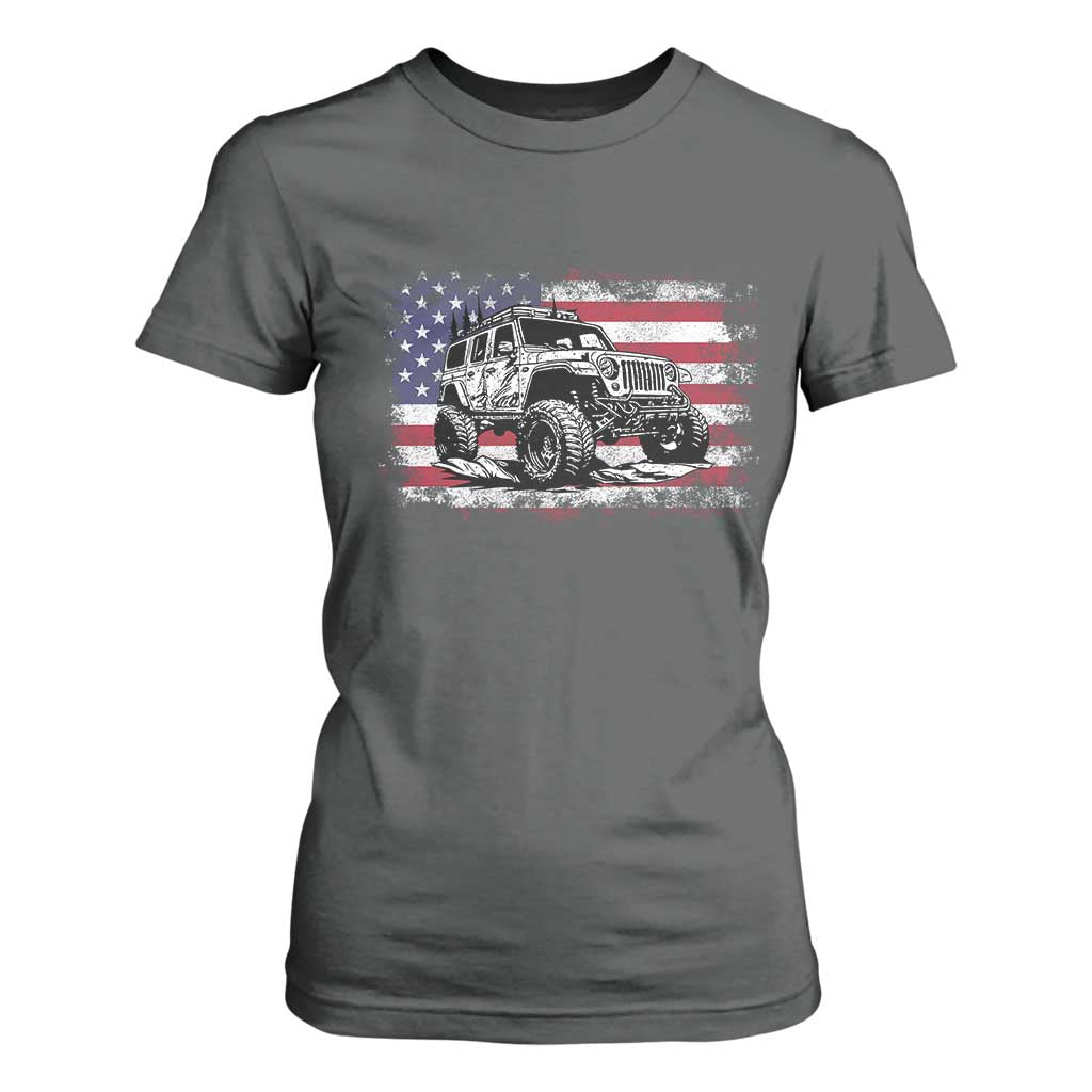 American Flag UTV Side By Side SXS Off Road Car T Shirt For Women TS11 Dark Heather Print Your Wear