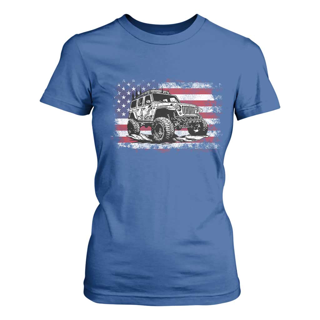 American Flag UTV Side By Side SXS Off Road Car T Shirt For Women TS11 Royal Blue Print Your Wear