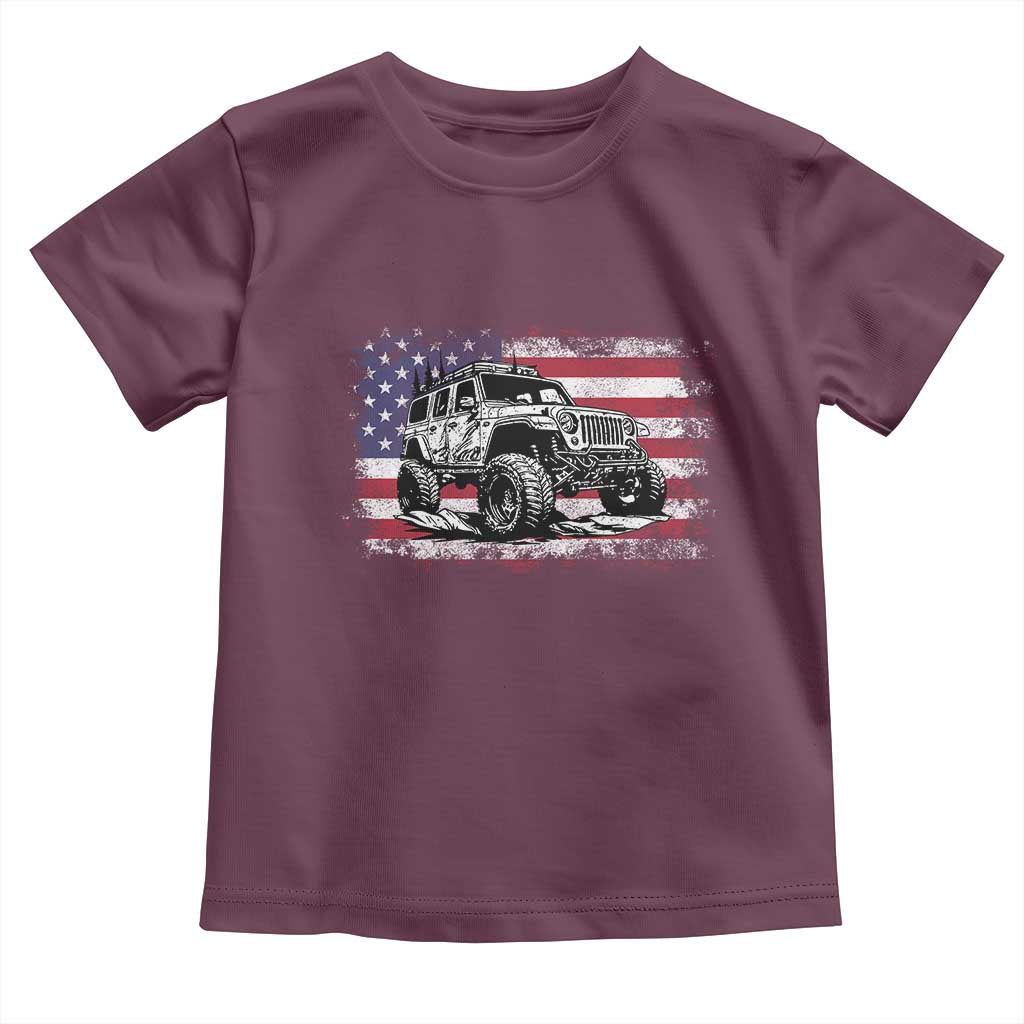 American Flag UTV Side By Side SXS Off Road Car Toddler T Shirt TS11 Maroon Print Your Wear