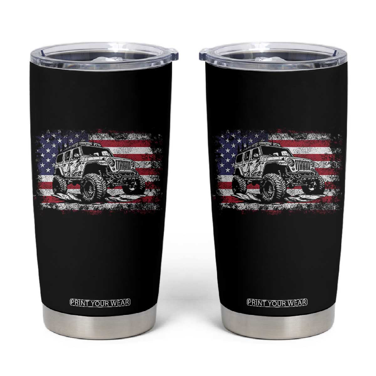 American Flag UTV Side By Side SXS Off Road Car Tumbler Cup TS11 Black Print Your Wear