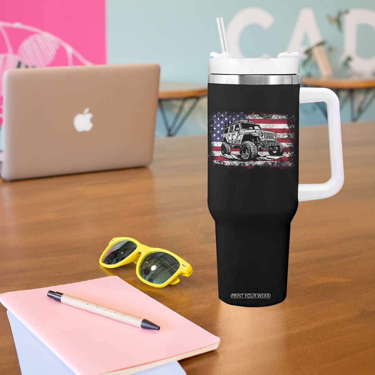 American Flag UTV Side By Side SXS Off Road Car Tumbler With Handle TS11 Print Your Wear
