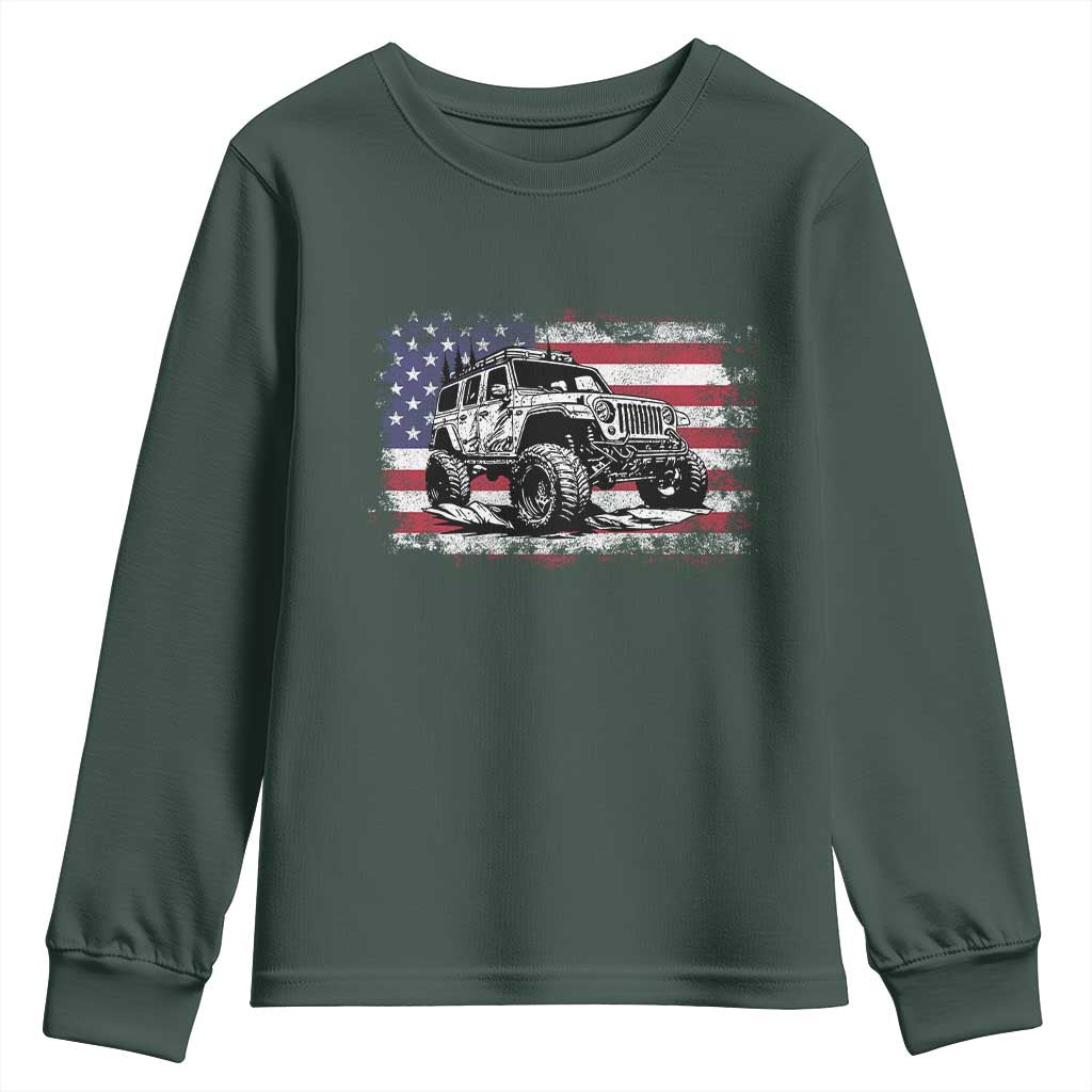 American Flag UTV Side By Side SXS Off Road Car Youth Sweatshirt TS11 Dark Forest Green Print Your Wear