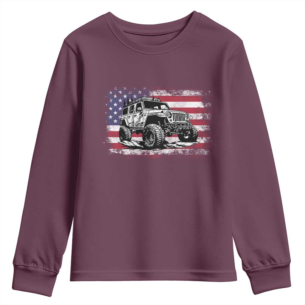 American Flag UTV Side By Side SXS Off Road Car Youth Sweatshirt TS11 Maroon Print Your Wear