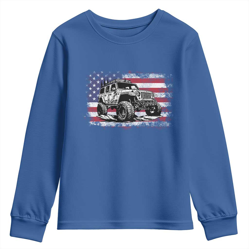 American Flag UTV Side By Side SXS Off Road Car Youth Sweatshirt TS11 Royal Blue Print Your Wear