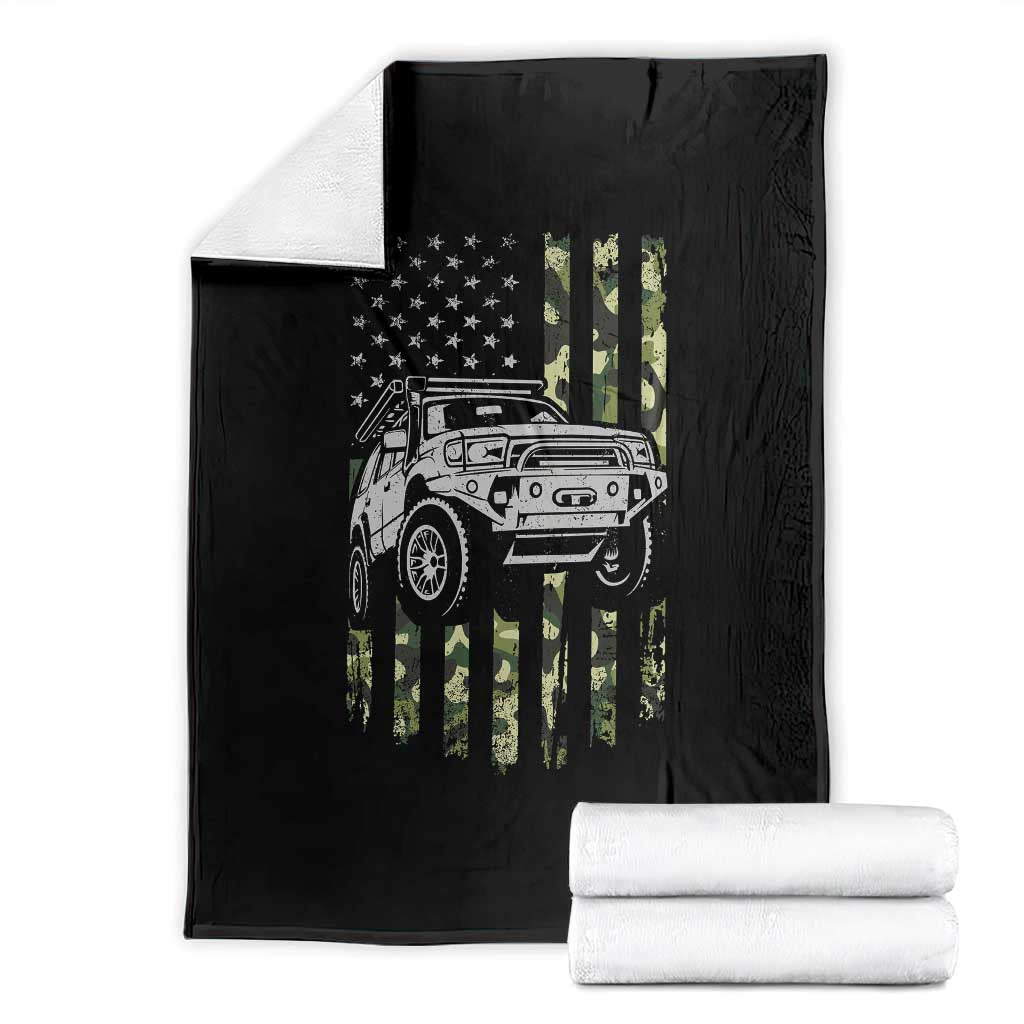 Camouflage American Flag UTV Side By Side SXS Off Road Car Throw Blanket TS11 Black Print Your Wear