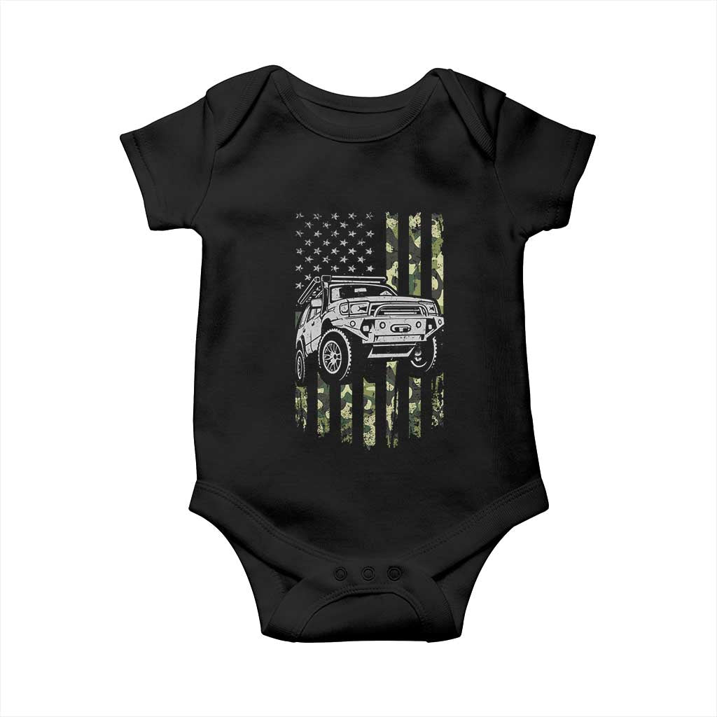 Camouflage American Flag UTV Side By Side SXS Off Road Car Baby Onesie TS11 Black Print Your Wear