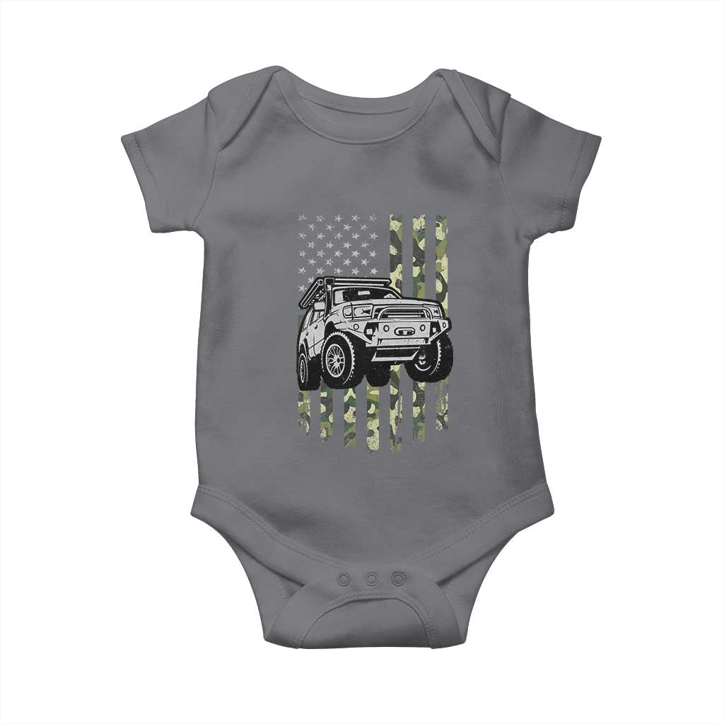 Camouflage American Flag UTV Side By Side SXS Off Road Car Baby Onesie TS11 Charcoal Print Your Wear