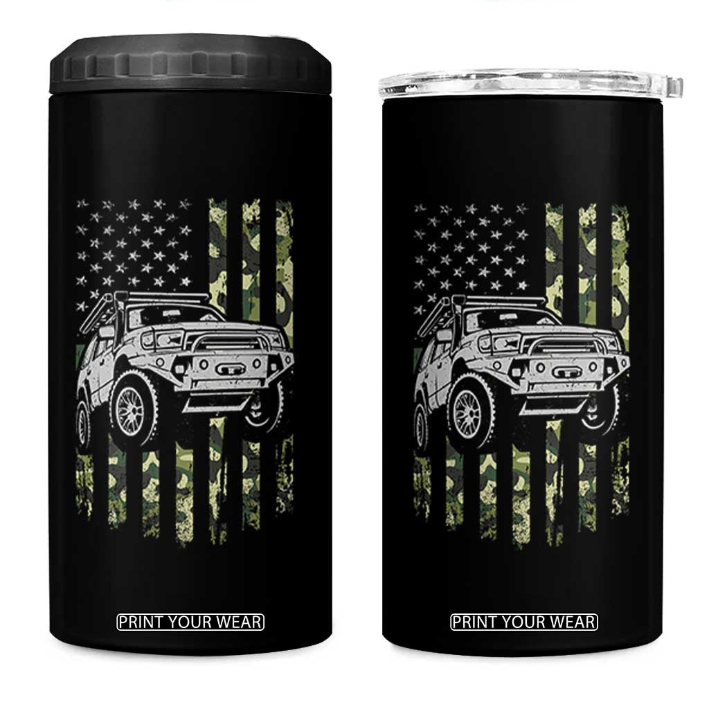 Camouflage American Flag UTV Side By Side SXS Off Road Car 4 in 1 Can Cooler Tumbler TS11 One Size: 16 oz Black Print Your Wear