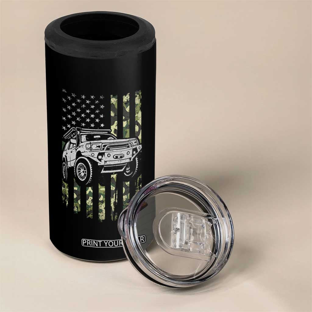 Camouflage American Flag UTV Side By Side SXS Off Road Car 4 in 1 Can Cooler Tumbler TS11 Print Your Wear