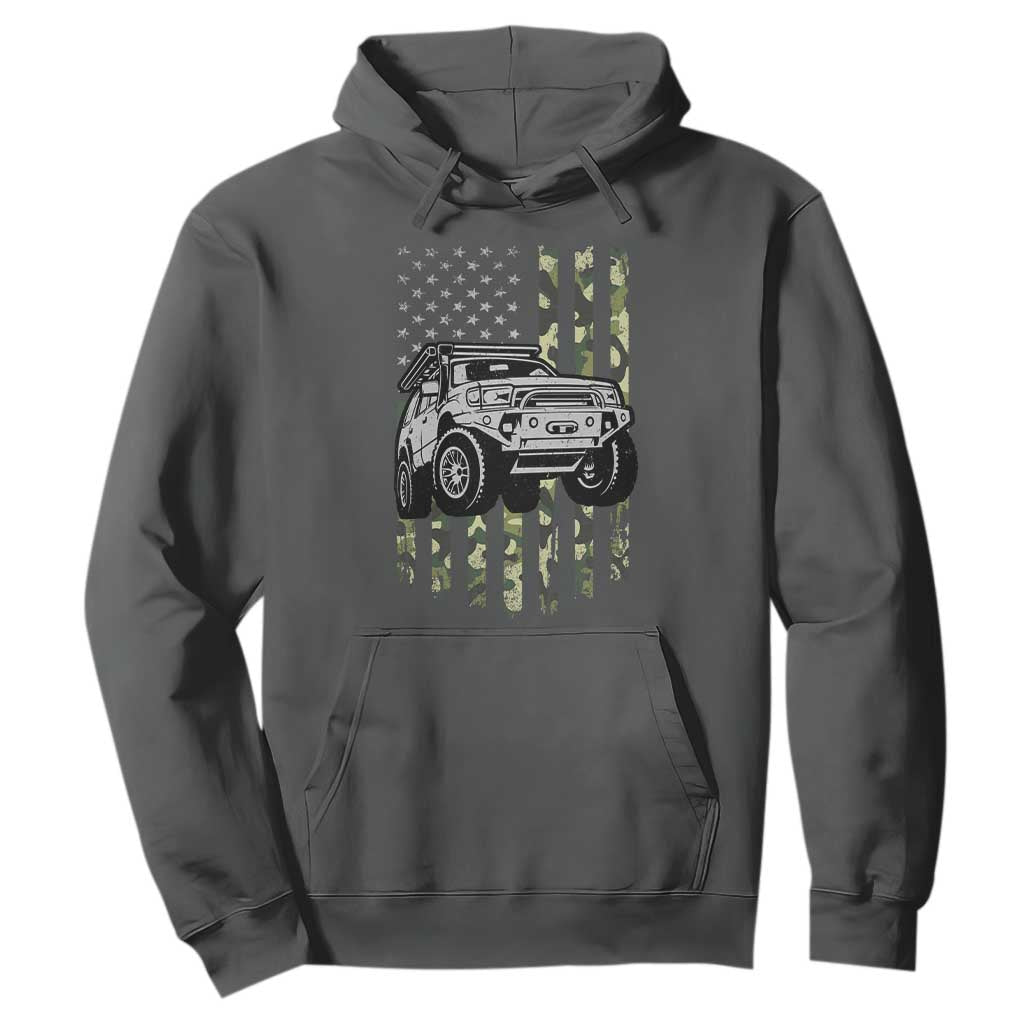 Camouflage American Flag UTV Side By Side SXS Off Road Car Hoodie TS11 Dark Heather Print Your Wear