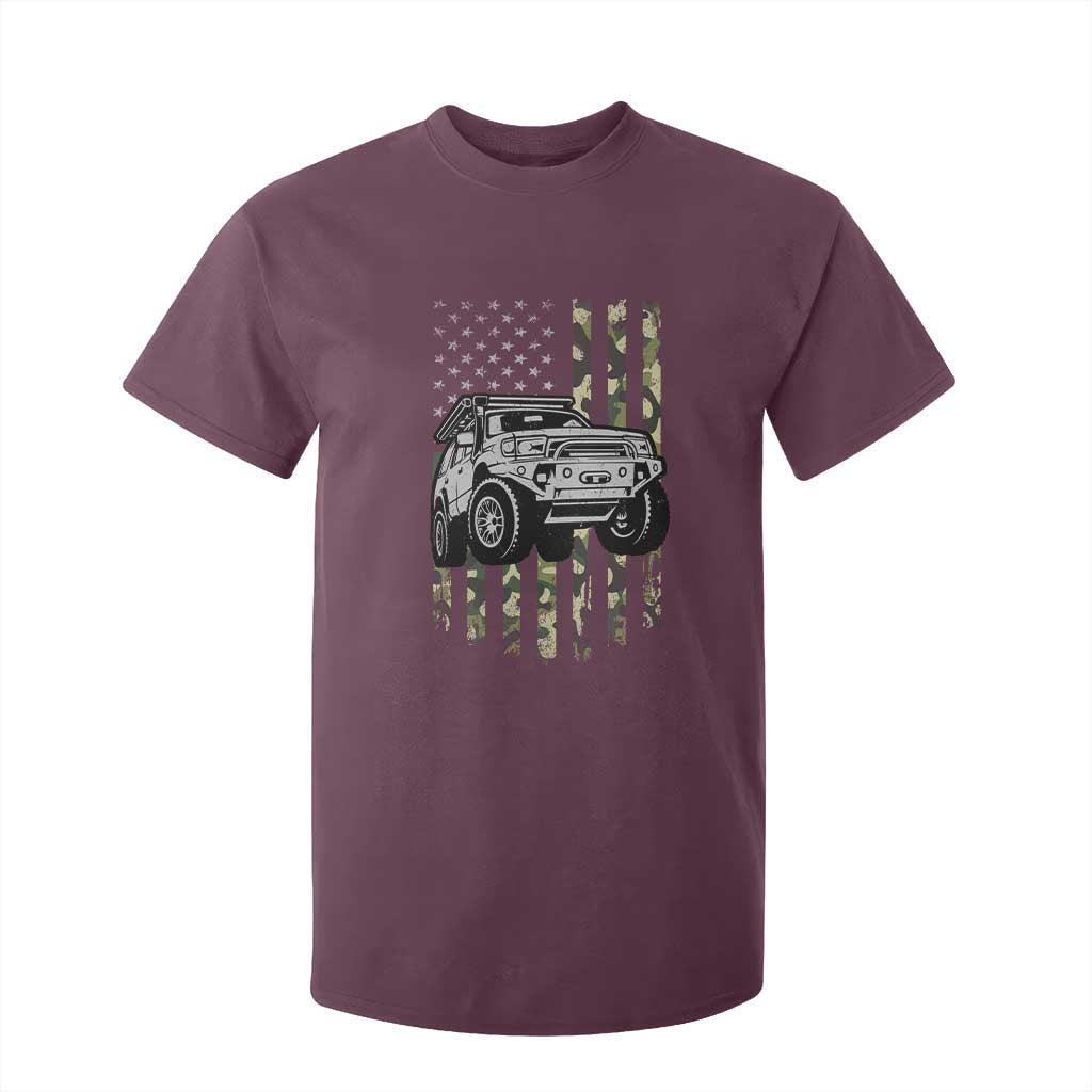 Camouflage American Flag UTV Side By Side SXS Off Road Car T Shirt For Kid TS11 Maroon Print Your Wear