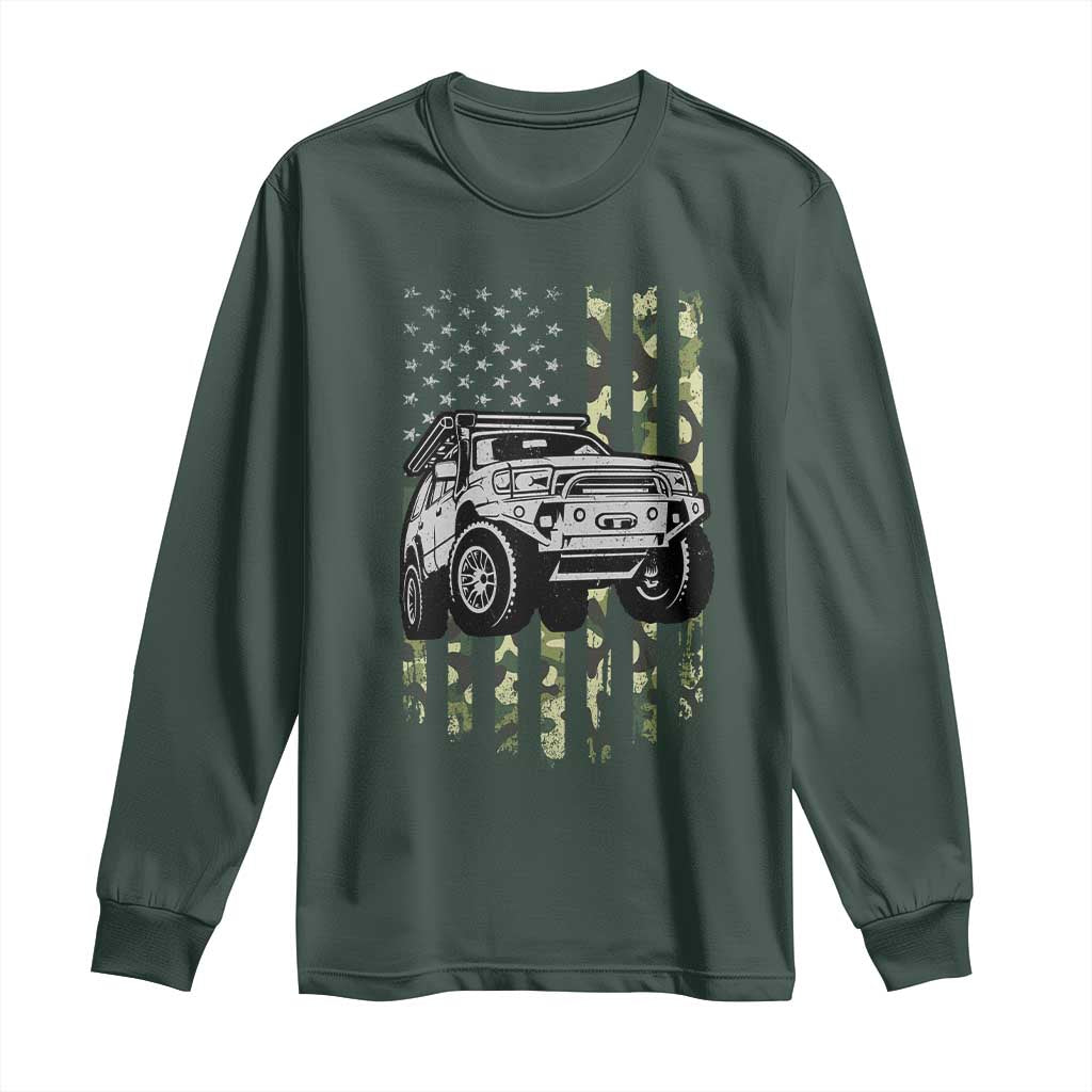Camouflage American Flag UTV Side By Side SXS Off Road Car Long Sleeve Shirt TS11 Dark Forest Green Print Your Wear