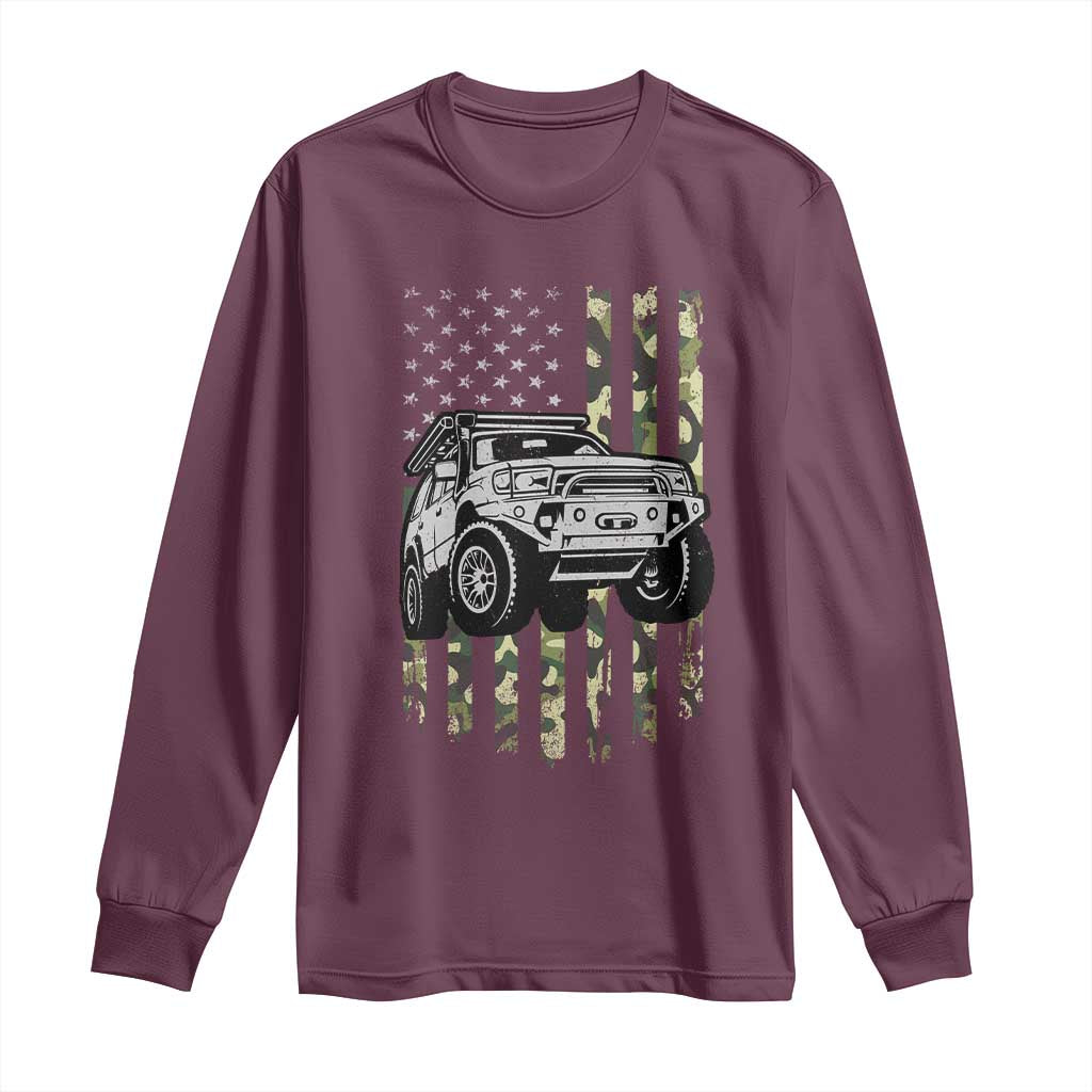 Camouflage American Flag UTV Side By Side SXS Off Road Car Long Sleeve Shirt TS11 Maroon Print Your Wear