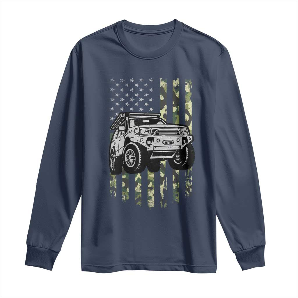Camouflage American Flag UTV Side By Side SXS Off Road Car Long Sleeve Shirt TS11 Navy Print Your Wear