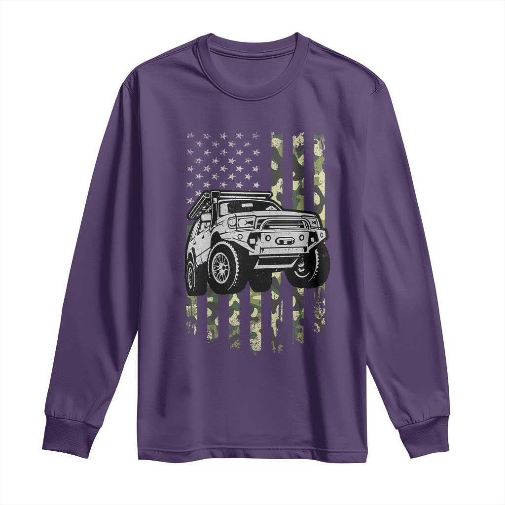 Camouflage American Flag UTV Side By Side SXS Off Road Car Long Sleeve Shirt TS11 Purple Print Your Wear