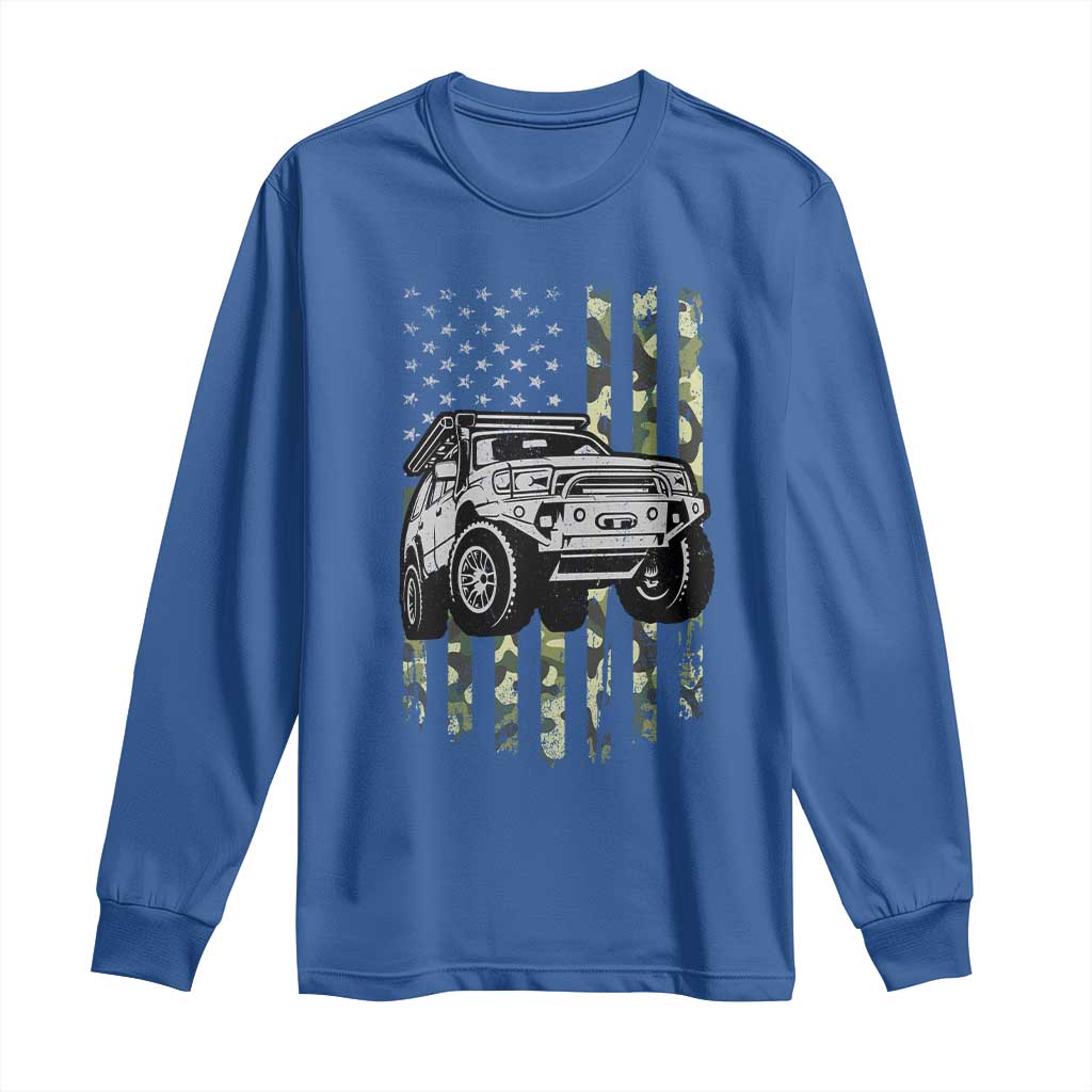 Camouflage American Flag UTV Side By Side SXS Off Road Car Long Sleeve Shirt TS11 Royal Blue Print Your Wear