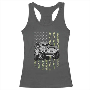 Camouflage American Flag UTV Side By Side SXS Off Road Car Racerback Tank Top TS11 Dark Heather Print Your Wear