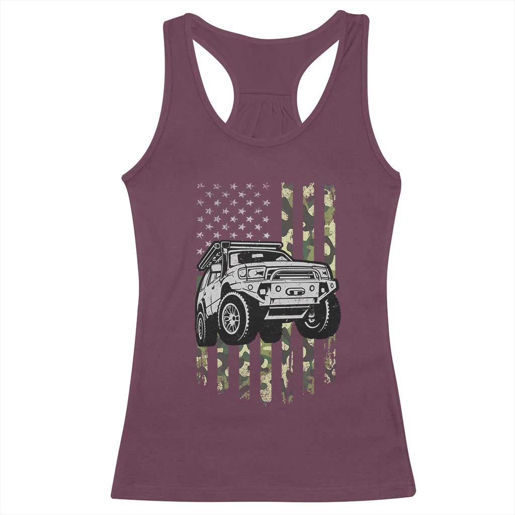 Camouflage American Flag UTV Side By Side SXS Off Road Car Racerback Tank Top TS11 Maroon Print Your Wear