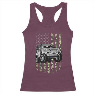 Camouflage American Flag UTV Side By Side SXS Off Road Car Racerback Tank Top TS11 Maroon Print Your Wear