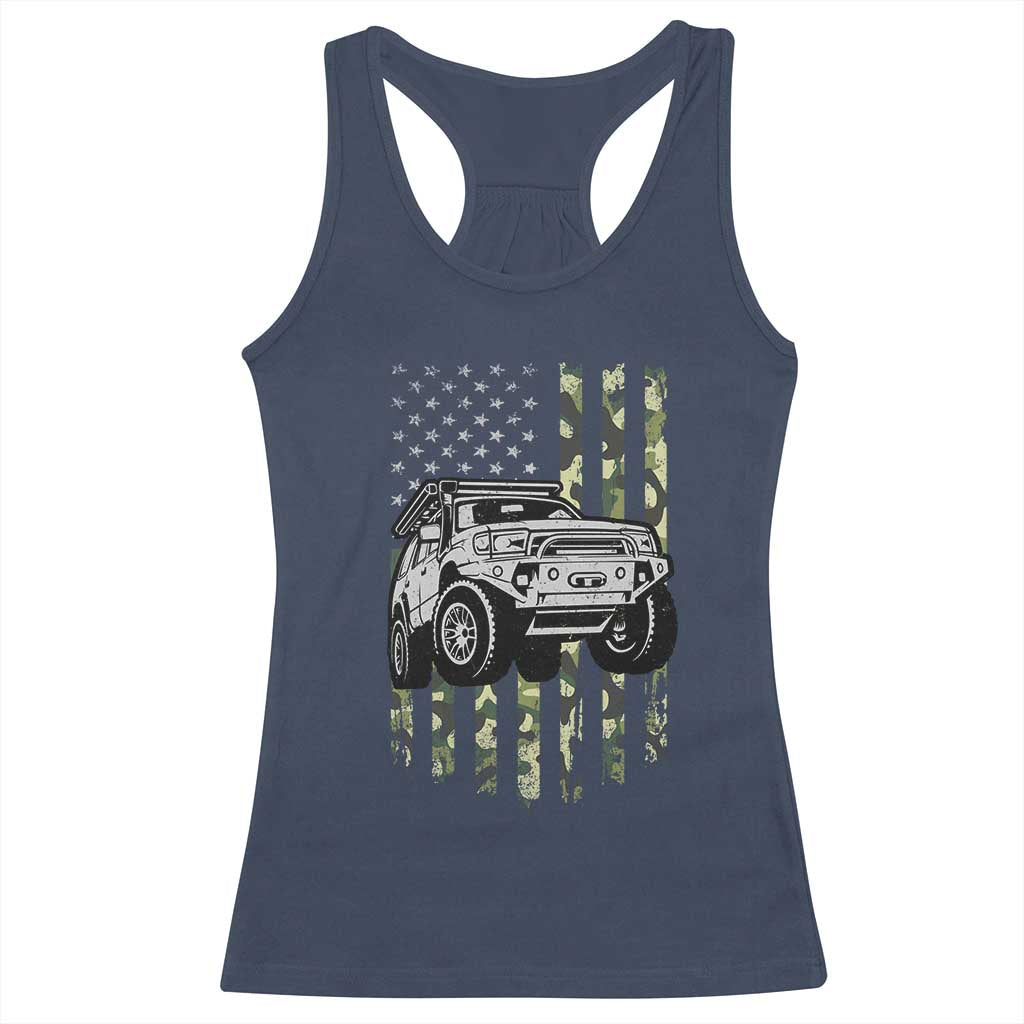 Camouflage American Flag UTV Side By Side SXS Off Road Car Racerback Tank Top TS11 Navy Print Your Wear