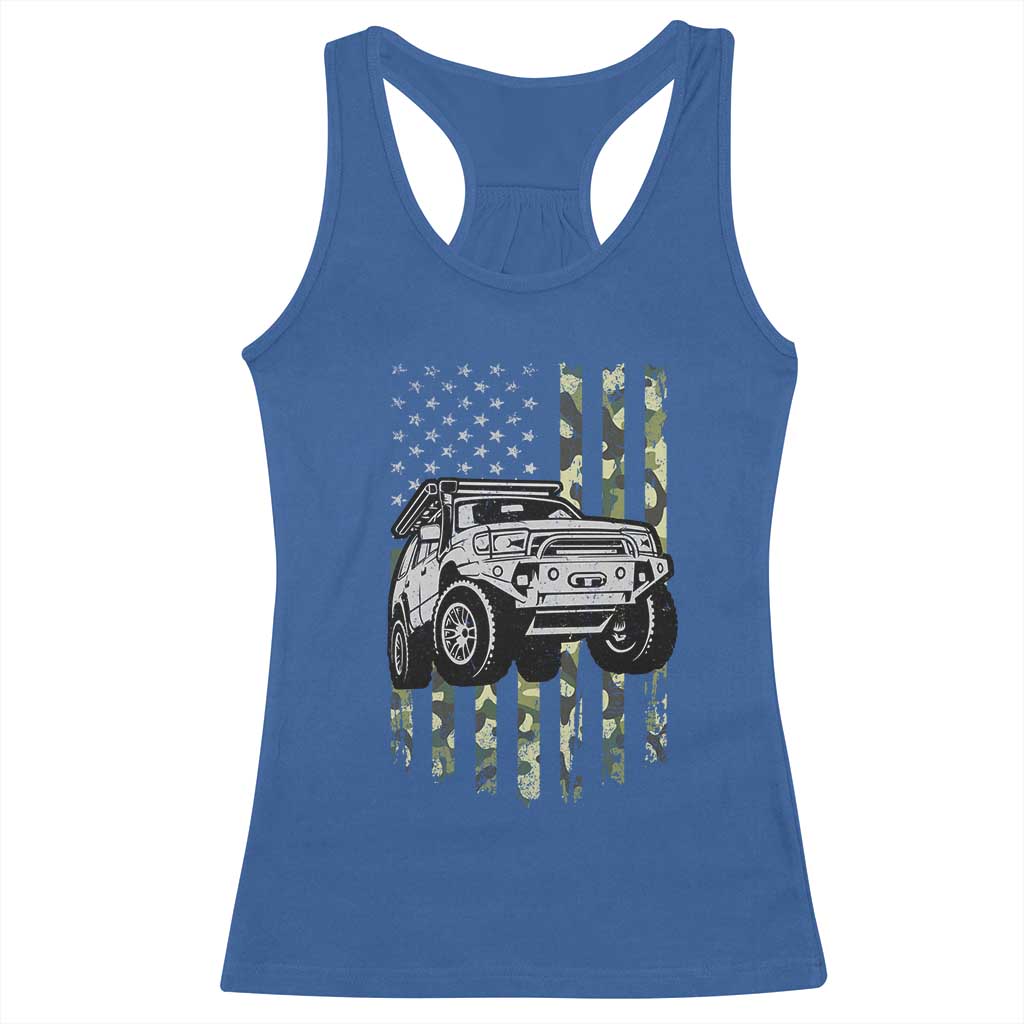Camouflage American Flag UTV Side By Side SXS Off Road Car Racerback Tank Top TS11 Royal Blue Print Your Wear