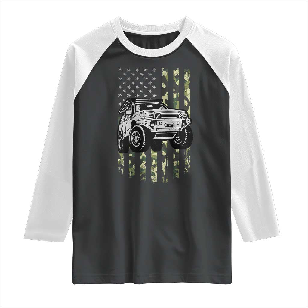 Camouflage American Flag UTV Side By Side SXS Off Road Car Raglan Shirt TS11 Black White Print Your Wear