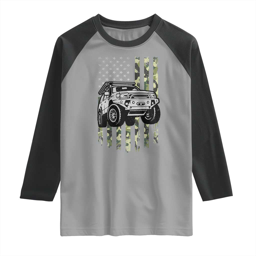 Camouflage American Flag UTV Side By Side SXS Off Road Car Raglan Shirt TS11 Sport Gray Black Print Your Wear
