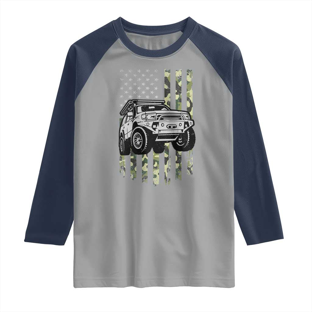 Camouflage American Flag UTV Side By Side SXS Off Road Car Raglan Shirt TS11 Sport Gray Navy Print Your Wear