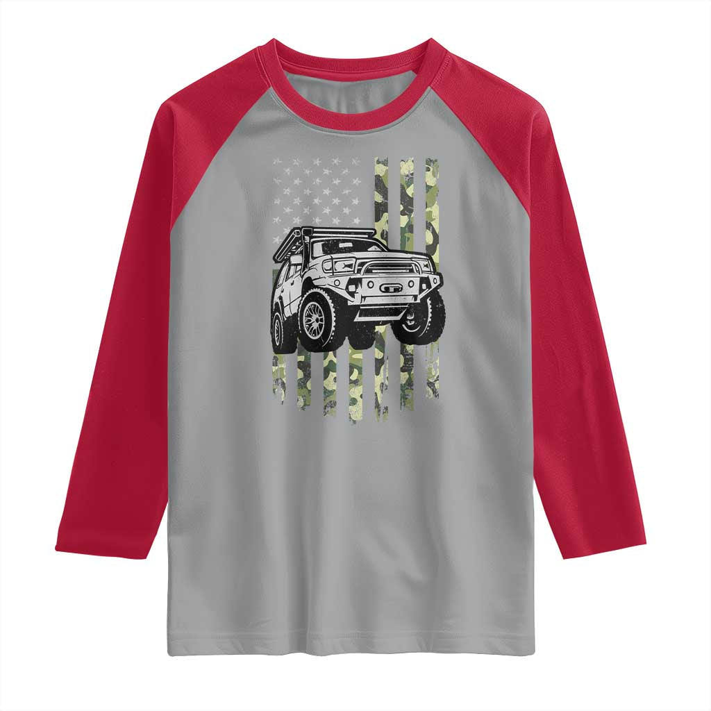 Camouflage American Flag UTV Side By Side SXS Off Road Car Raglan Shirt TS11 Sport Gray Red Print Your Wear