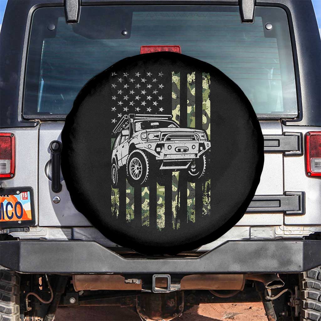 Camouflage American Flag UTV Side By Side SXS Off Road Car Spare Tire Cover TS11 No hole Black Print Your Wear